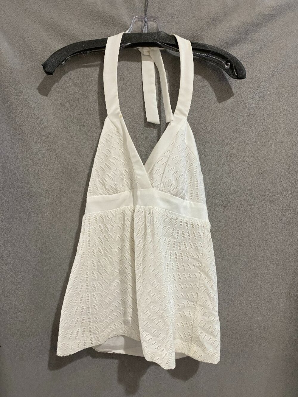 Trina Turk White Eyelet Halter Babydoll Top Size 4 Made in USA Y2K